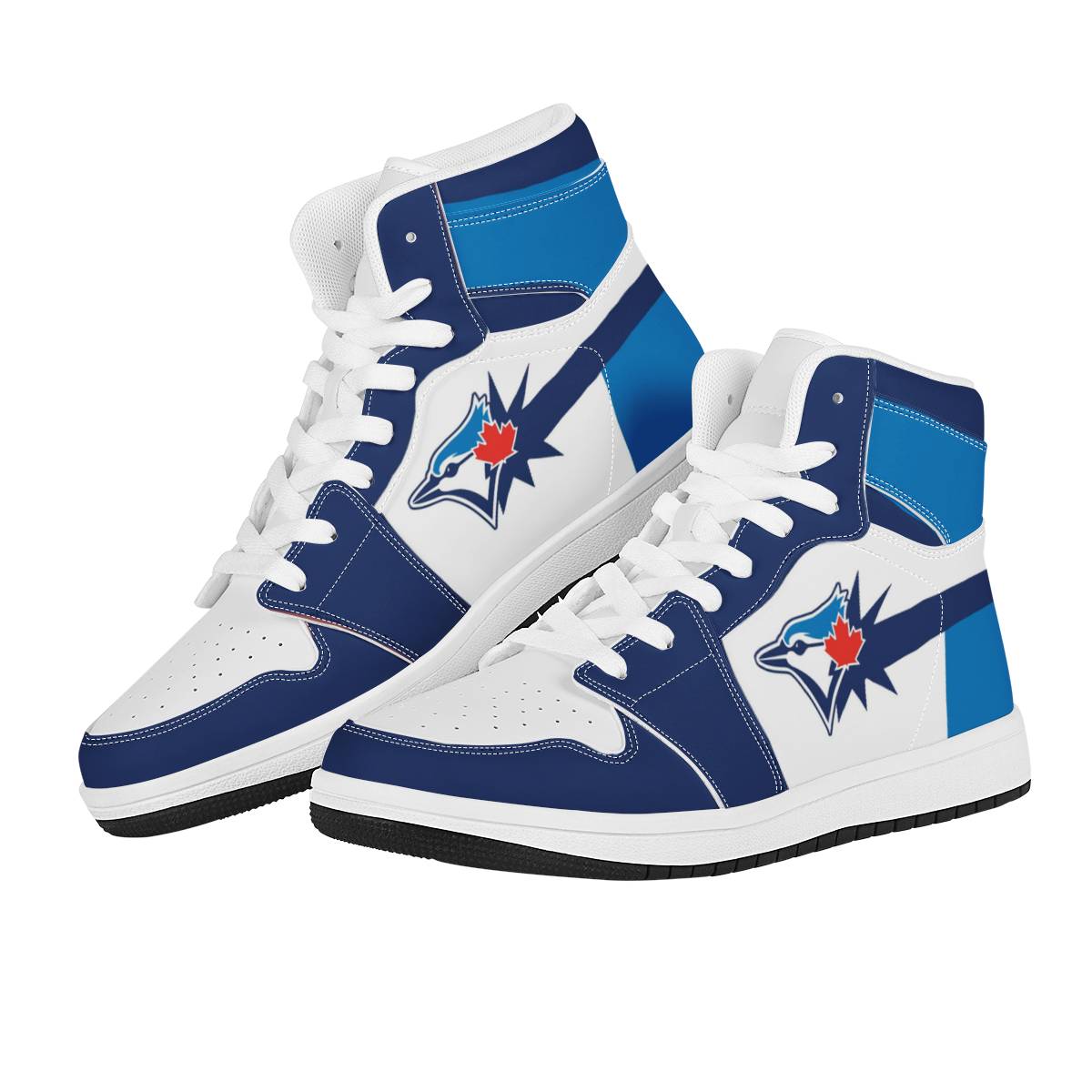 Women's Toronto Blue Jays High Top Leather AJ1 Sneakers 002